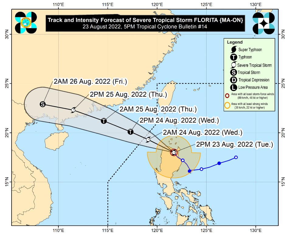  Forecast track of Florita. PAGASA 