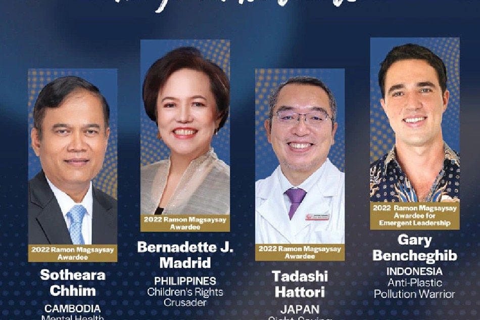 Four individuals from Asia will receive the 2022 Ramon Magsaysay Awards on Nov. 30, 2022. Photo from the Ramon Magsaysay Award Foundation