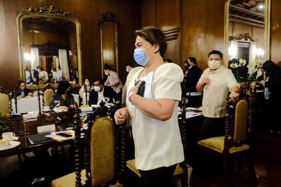 Vice President Inday Sara Durterte arrives before start the cabinet meeting at Aguinaldo State dining room at the Malacañang Palace on Tuesday, August 23, 2022. John Ryan Baldemor, PPA Pool