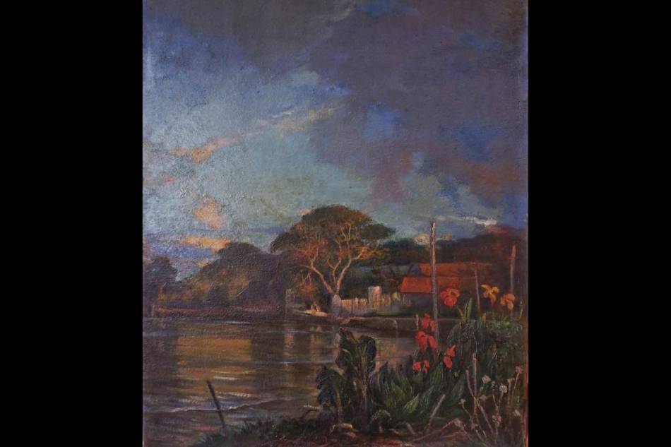A closer look at the 'Pasig River' painting by Fabian de la Rosa. Photo courtesy of Marissa Concepcion-Roque