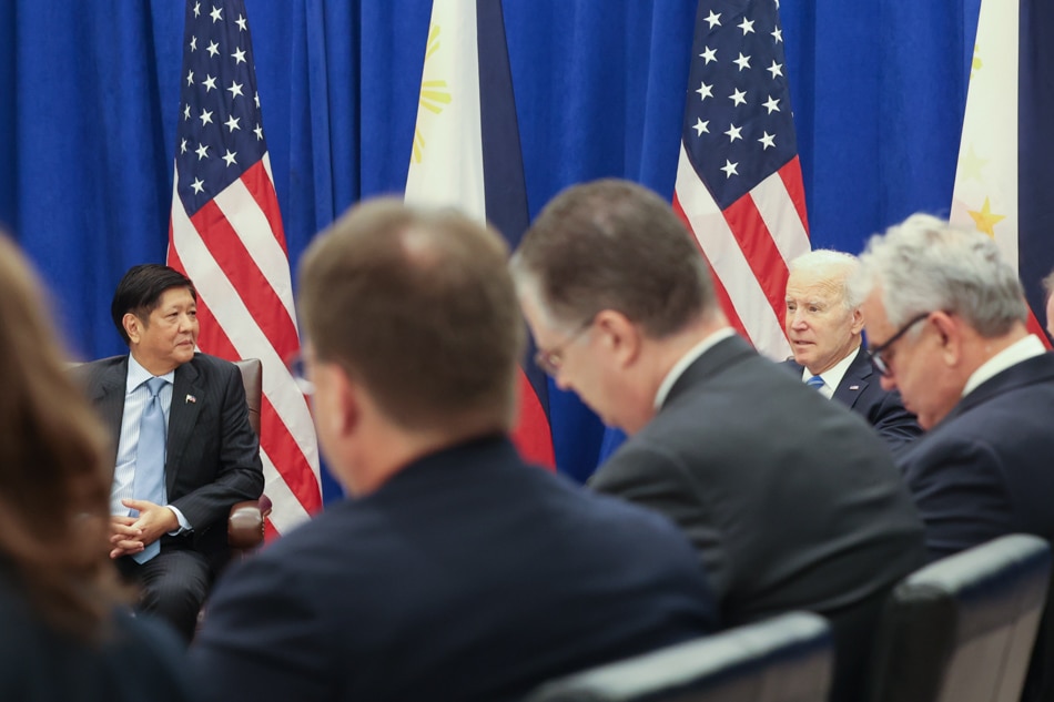 President Ferdinand Marcos Jr. meets with US President Joe Biden on the sidelines of the 77th United Nations General Assembly on Sept. 23, 2022. Malacañang handout/file