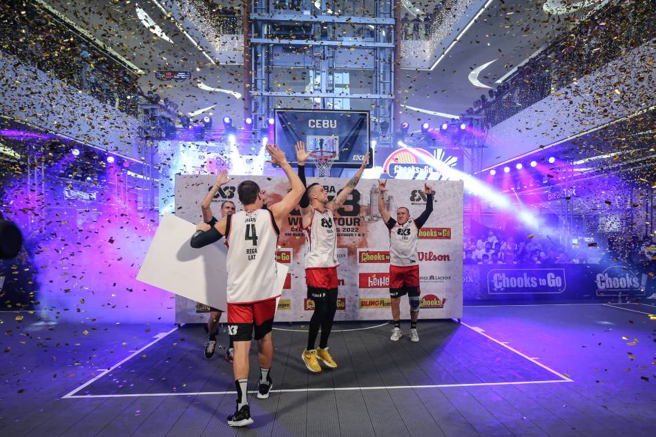 Riga celebrates after winning the FIBA 3x3 World Tour Cebu Masters. Handout photo.