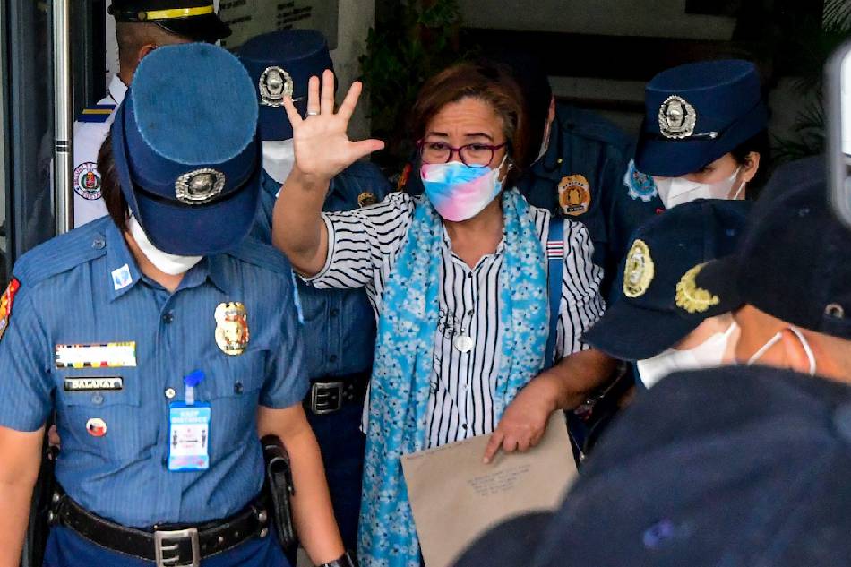 Senator Leila De Lima leaves the Muntinlupa Regional Trial Court in Muntinlupa City on June 13, 2022 after appearing for her hearing. Mark Demayo, ABS-CBN News