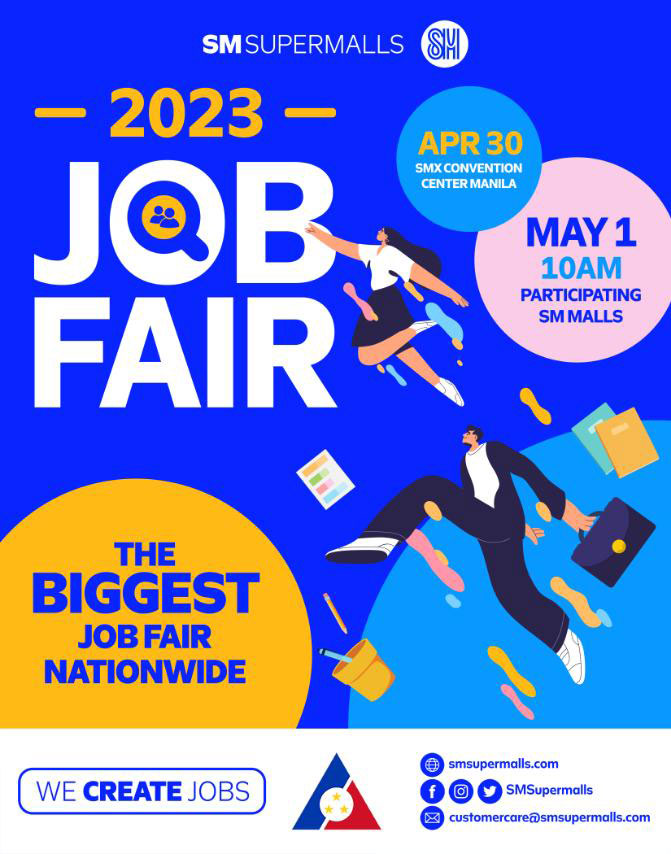 Your next job is waiting for you. 🙌🏼 SM Supermalls, the primary and official partner of DOLE, invites you to join the Job Fair happening Nationwide including the SMX Manila Convention Center on April 30. #ExperienceTogetherAtSM. 💙 #AWorldOfExperienceAtSM #EverythingsHereAtSM Photo source: SM Supermalls
