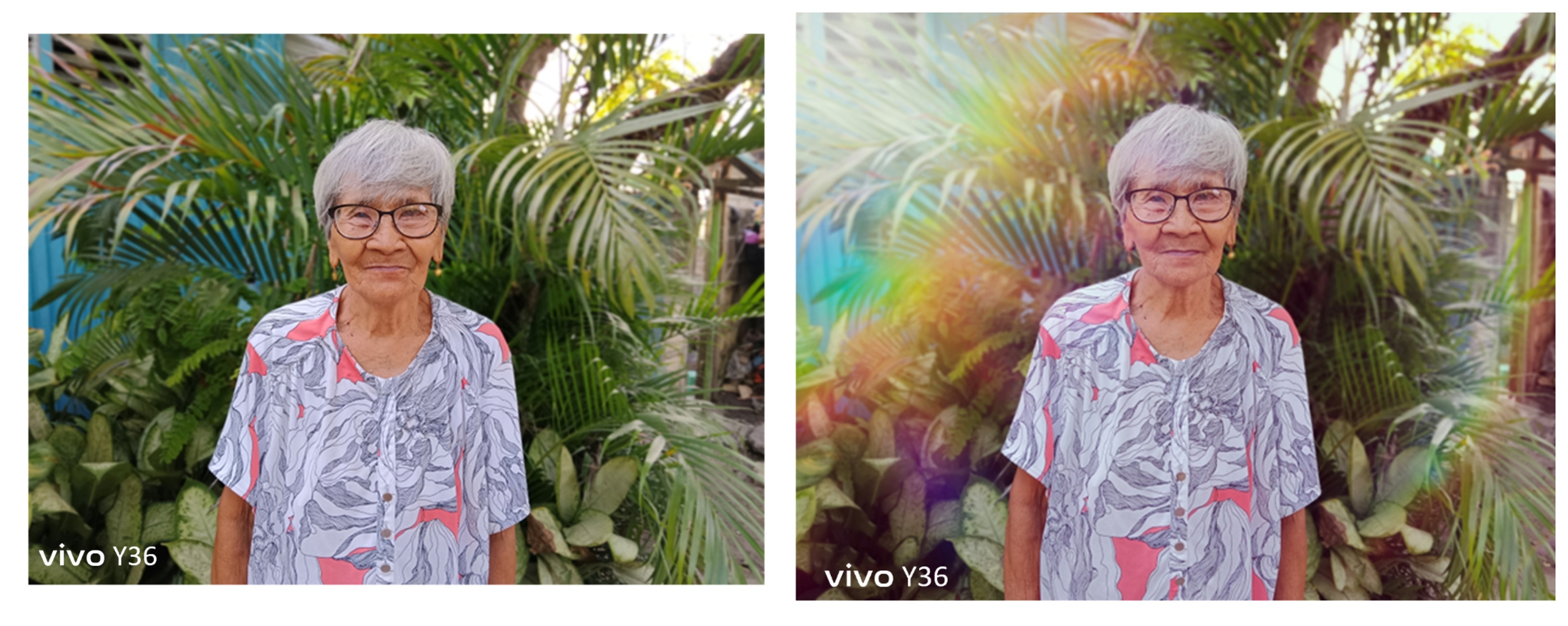 Normal Portrait vs. Portrait with Rainbow Light Effect. Photo source: vivo Philippines