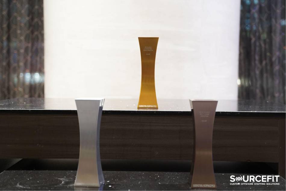Sourcefit's Marketing Excellence Award trophies. Photo source: Sourcefit