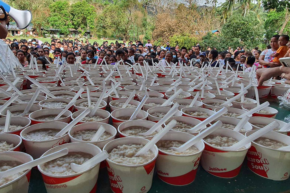 To help prepare disaster-prone communities, Jollibee Group Foundation prepositions specially formulated congee packs, which, when mixed with rice and water may provide nourishment to 100 people. This is one of the ways that JGF