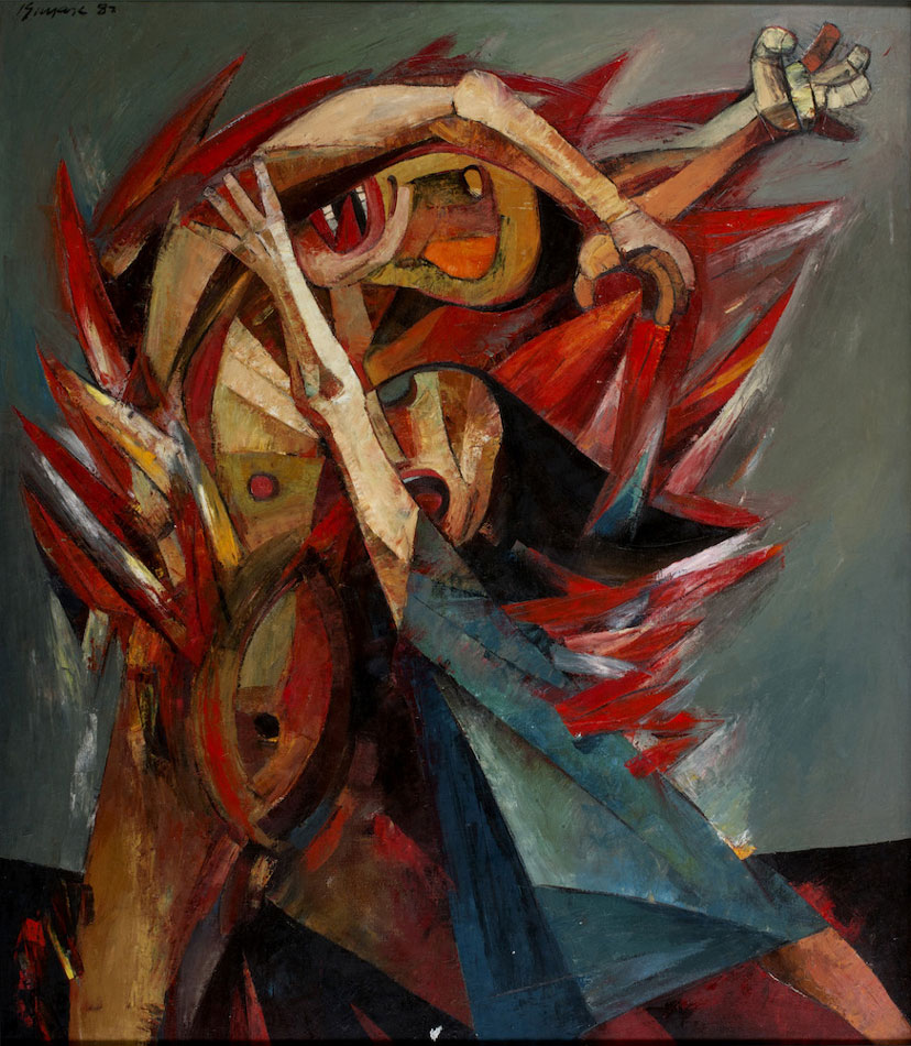 Figures on Fire by Ang Kiukok, Oil on Canvas, 1982