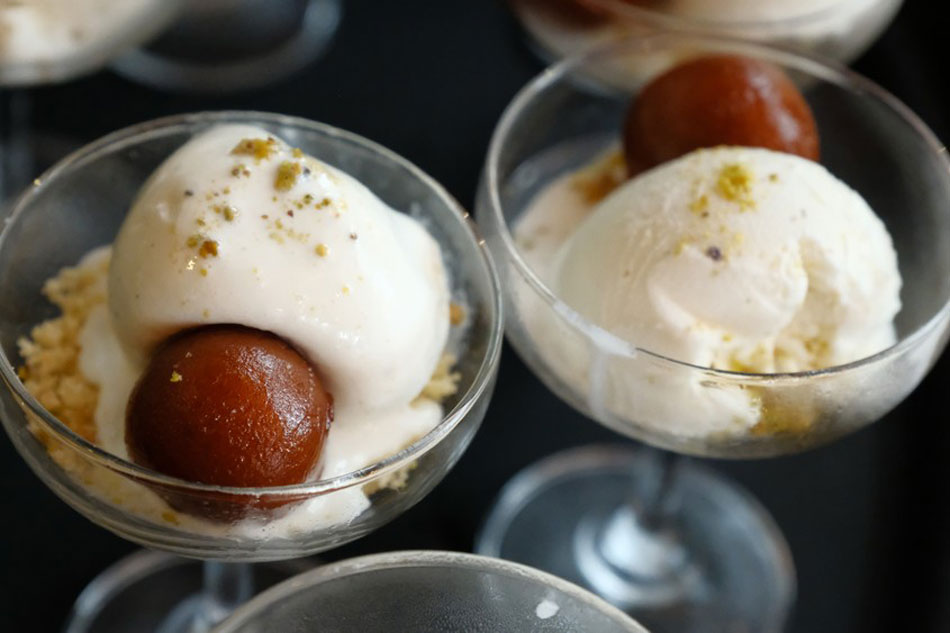 Dessert was a combination of gulab jamun, rose syrup drenched balls of cakey bread, and the hotel’s own popular Indulge gelato.