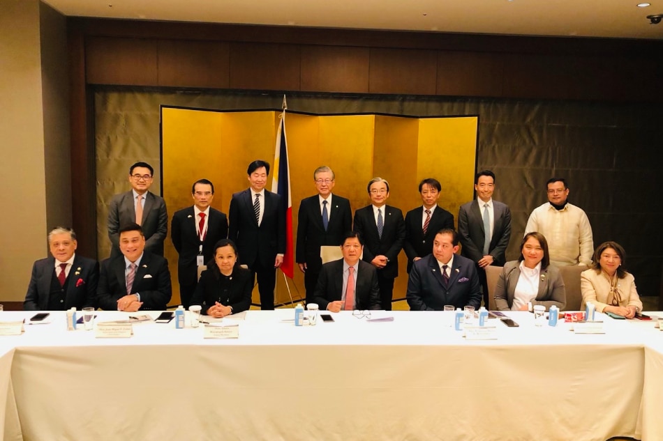 President Ferdinand Marcos Jr meets with officials of Tokyo Gas Co Ltd during his official visit to Japan. First Gen Corp Chairman and CEO Federico Lopez (standing, second from left) was among the business leaders who joined the Philippine business delegation that accompanied Marcos. First Gen is a partner of Tokyo Gas. Handout