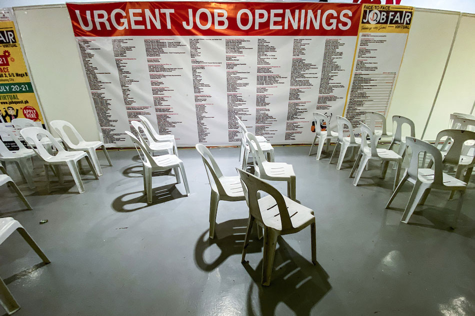 Chairs lie empty as a job fair draws to a close at a mall in mandaluyong on July 21, 2022. Jonathan Cellona, ABS-CBN News