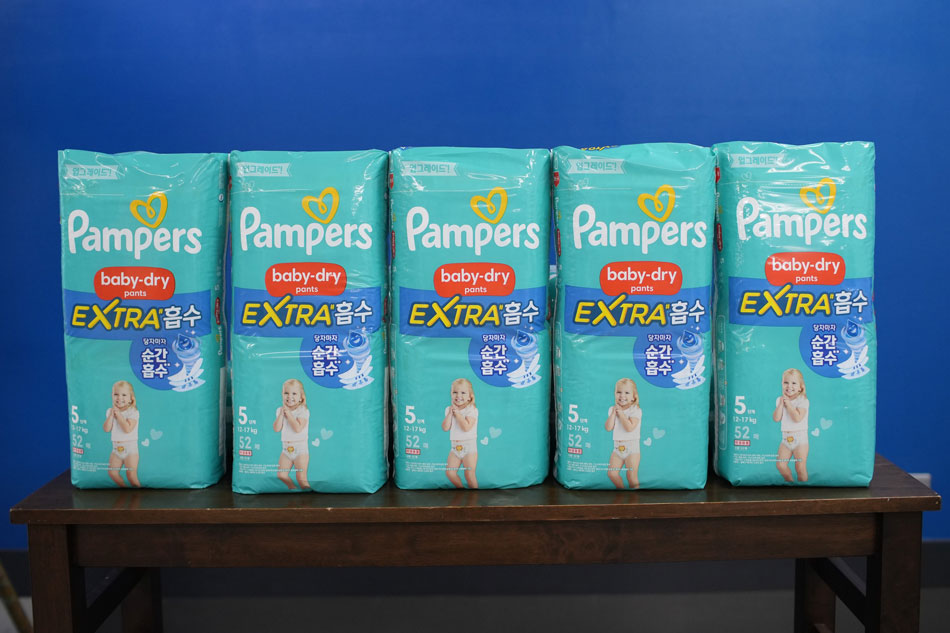 Premium Pampers Pull Up pants ready for export to South Korea. Handout