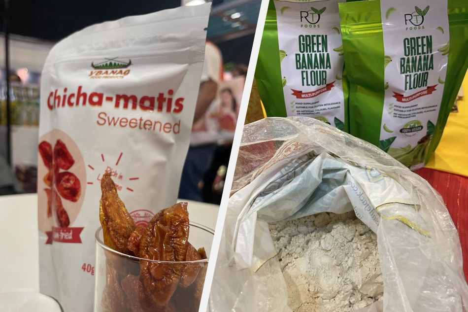 Tomato chips and banana flour are some of the local products showcased at the International Food Exhibition Philippines in Pasay City on May 26, 2023. Lady Vicencio, ABS-CBN News