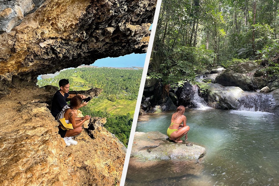 Christophe Bariou and Nadine Lustre during a trek in the southern part of Palawan. Instagram: @cbariou
