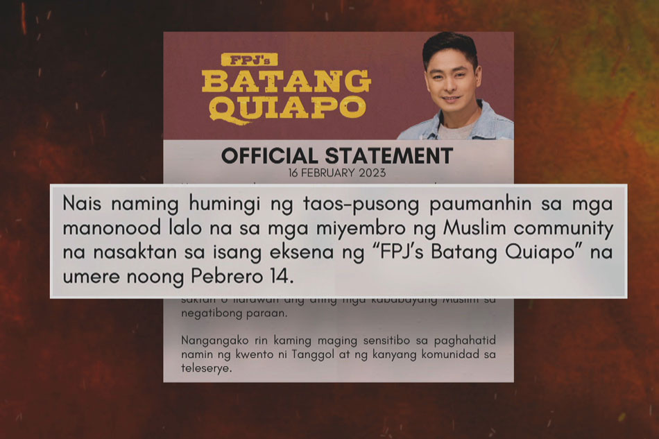 'Batang Quiapo' nagsorry sa Muslim community dahil sa eksena ABSCBN