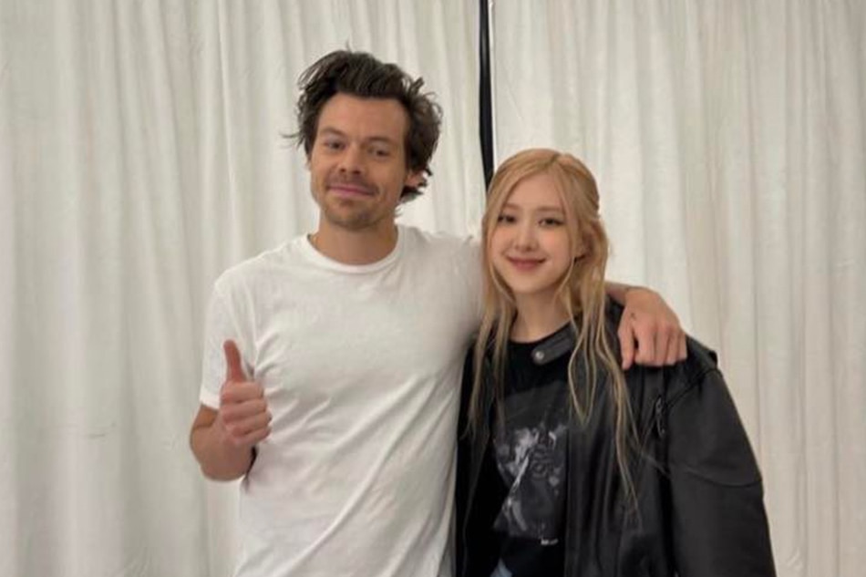K-pop girl group Blackpink member Rosé posed with British pop star Harry Styles during his concert in South Korea on March 20, 2023. Screenshot from Rosé's Instagram account.