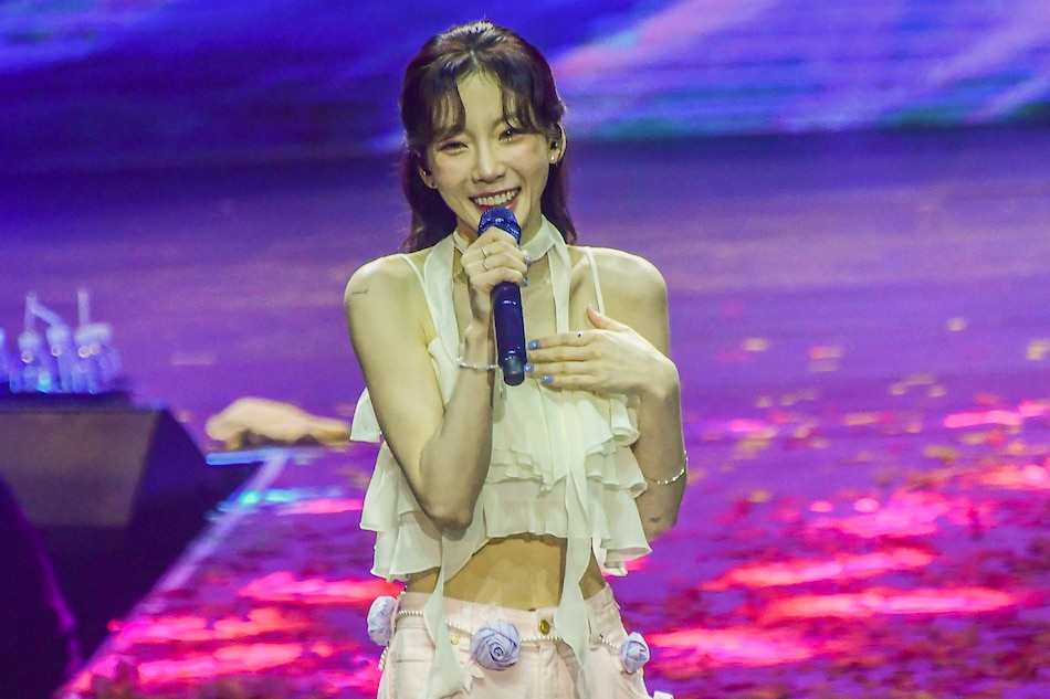 K-Pop artist Taeyeon of SNSD performs at the K-Verse: The Ultimate Pop Universe in Quezon City on April 11, 2023. Mark Demayo, ABS-CBN News