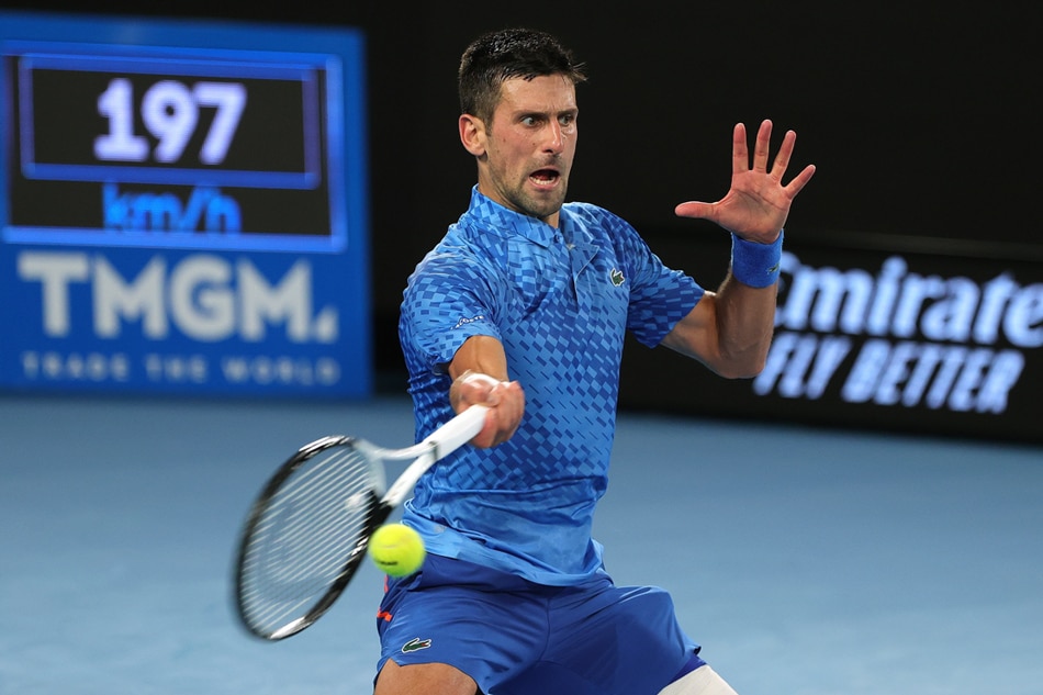 Novak Djokovic of Serbia in action against Tommy Paul of the USA during their semi final match at the Australian Open tennis tournament in Melbourne, Australia 27 January 2023. EPA-EFE/Fazry Ismail