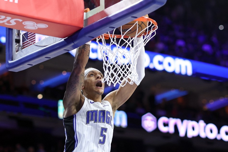 Paolo Banchero #5 of the Orlando Magic dunks during the fourth quarter against the Philadelphia 76ers at Wells Fargo Center on January 30, 2023 in Philadelphia, Pennsylvania. Tim Nwachukwu, Getty Images/AFP