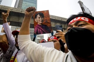Myanmar migrant workers protest during coup anniversary
