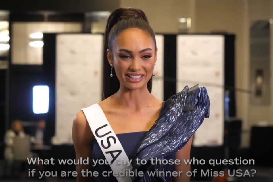 R'Bonney Gabriel of the United States during the Miss Universe closed door interview. Facebook/Miss Universe