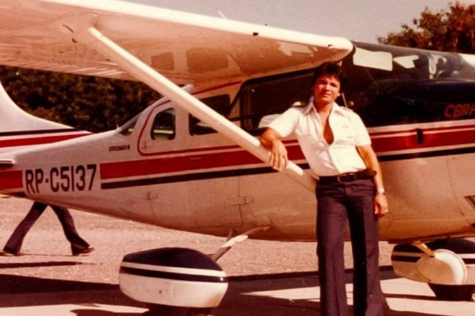 Capt. Bong Camposagrado poses beside an aircraft in the '70s before the crash. Courtesy of Camposagrado