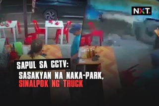 Sapul sa CCTV: Sasakyan na naka-park, sinalpok ng truck