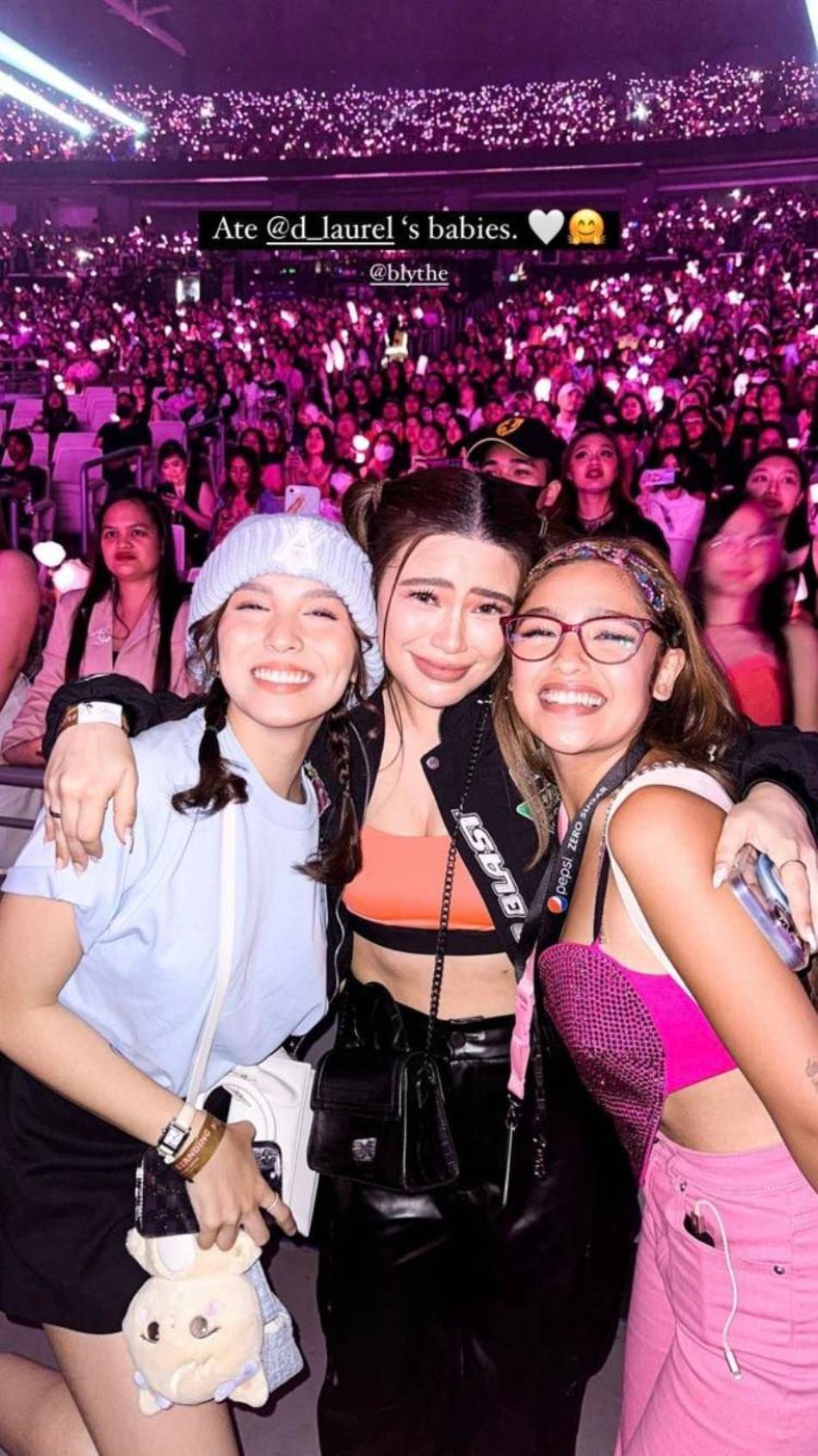 Kyline Alcantara together with Andrea Brillantes and Denise Laurel during the Blackpink concert last March 25 and 26, 2023. Screenshot from Alcantara's Instagram stories.