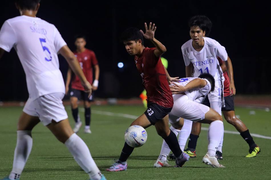 Action between UP and Ateneo in UAAP Season 85 football. UAAP Media.
