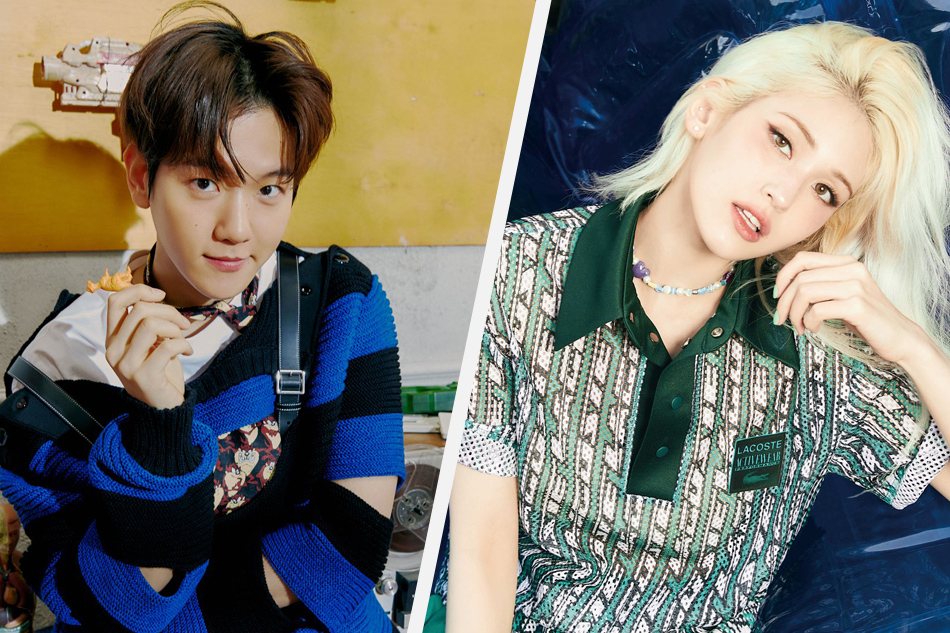  K-pop singers Baekhyun and Jeon Somi. Photos from the official Facebook pages of EXO and Jeon Somi