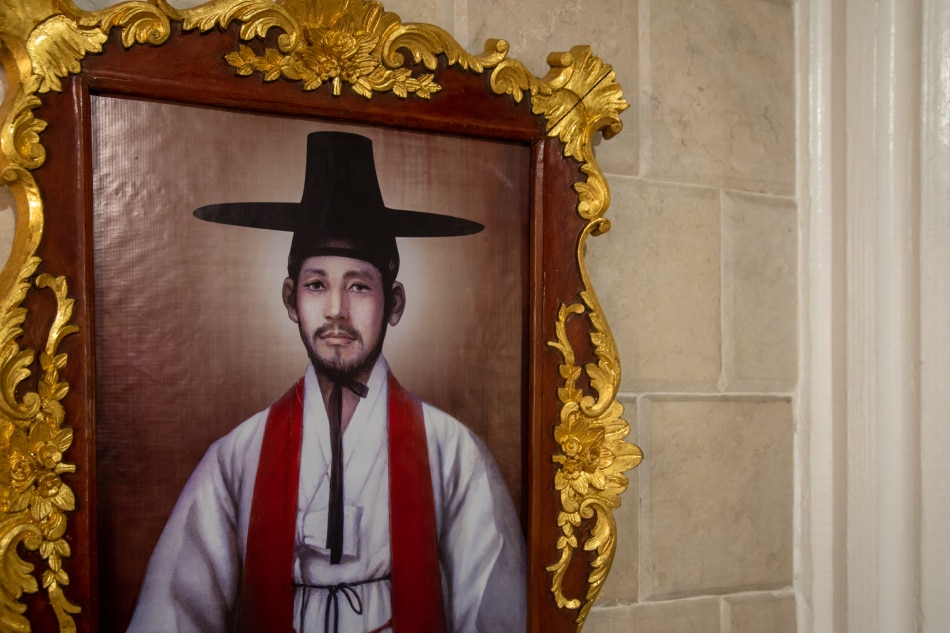A portrait of Saint Andrew Kim Taegon displayed at a museum inside his shrine at barangay Lolomboy in Bocaue, Bulacan. Jacqueline Parairo, ABS-CBN News