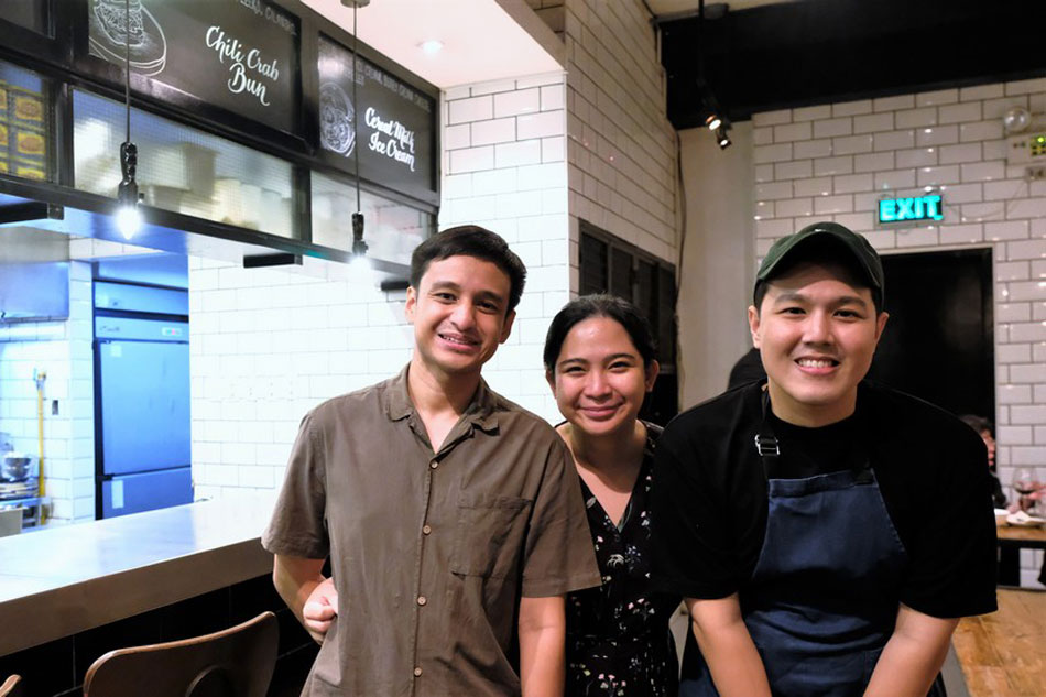 Justin and Vanessa Apolonio of Some Love WIne Store with chef Patrick Go. Jeeves de Veyra