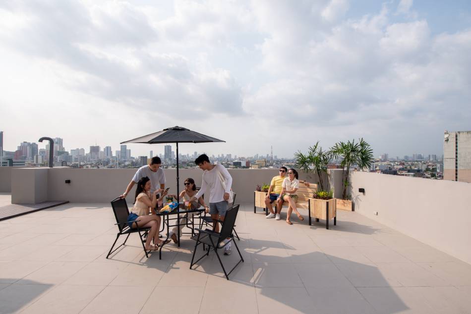 The Grid Co-Living's rooftop lounge. Handout