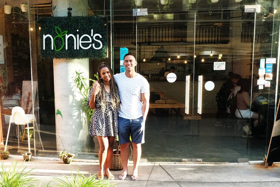 Patrick and Shria Florencio pose in front of their restaurant, Nonie's. Jeeves de Veyra