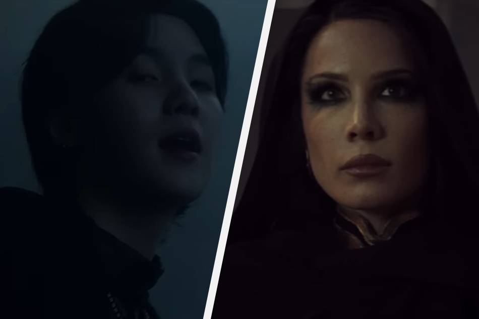 BTS' Suga and Halsey in the music video for 'Lilith,' released for the video game 'Diablo IV.' Screengrab from video on Halsey's YouTube channel