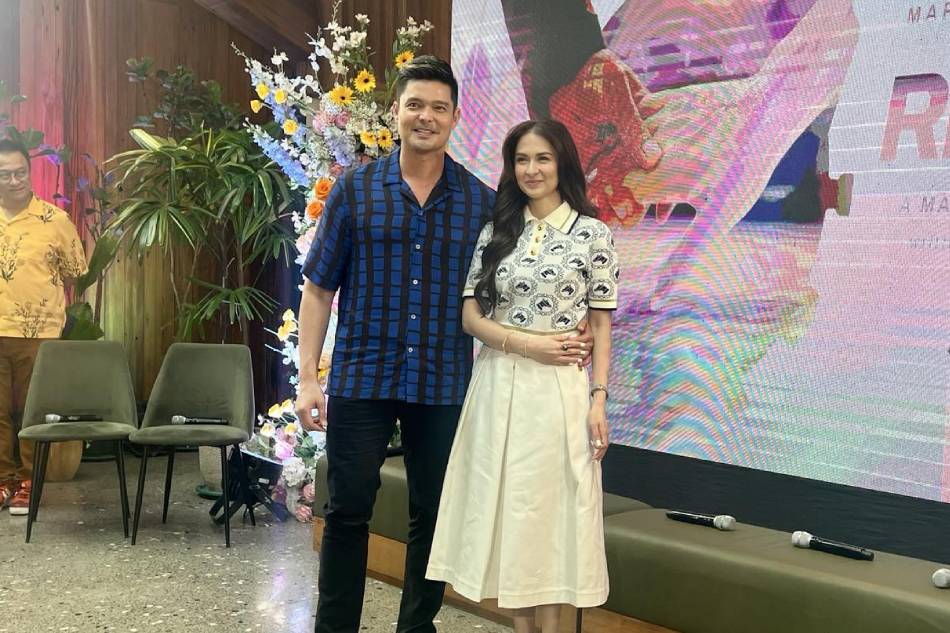 Dingdong Dantes and Marian Rivera grace the press conference for the movie 'Rewind.' Shiela Reyes, ABS-CBN News 