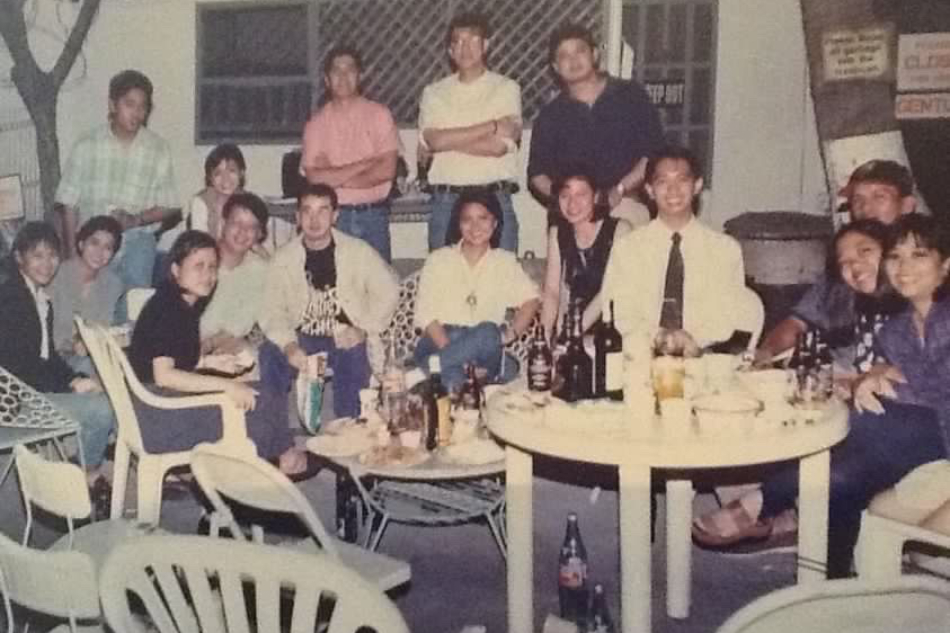 Mario Dumaual (6th person from the left) and Joee Guilas (4th person from the right, wearing a tie.) with their colleagues. Photo by Joee Guilas