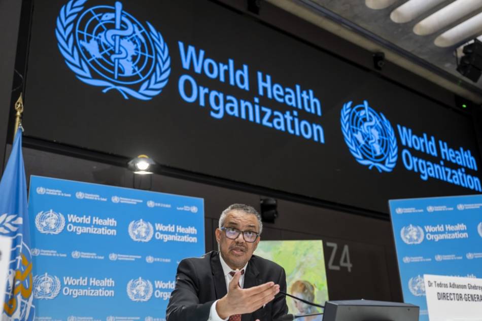 Director General of the World Health Organization Tedros Adhanom Ghebreyesus speaks to journalists during a press conference about the Global WHO on World Health Day and the organization's 75th anniversary at the WHO headquarters in Geneva, Switzerland on April 6, 2023. Martial Trezzini, EPA-EFE/File 