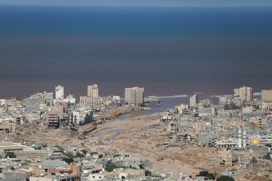 A general view of Derna, in Eastern Libya, on Wednesday, days after Storm Daniel brought heavy rains to the area resulting in the collapse of two dams and a flash flood which especially devastated the town of Derna. Mohamed Shalash, EPA-EFE