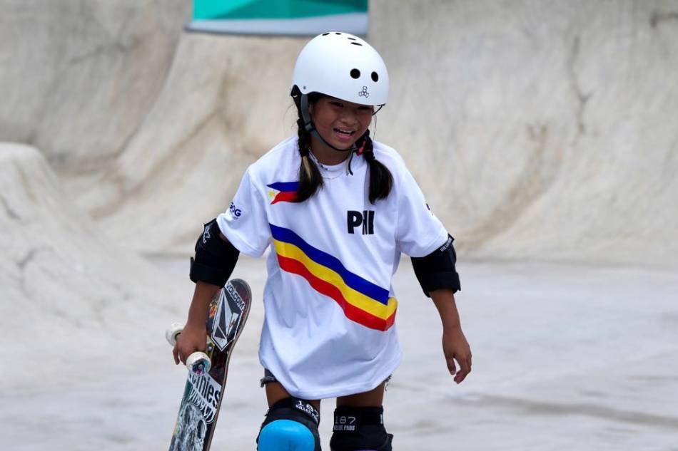 Nine-year-old Mazel Paris Alegado in action in the women's park event of the 19th Asian Games in Hangzhou, China on September 25, 2023. POC-PSC Media Pool.
