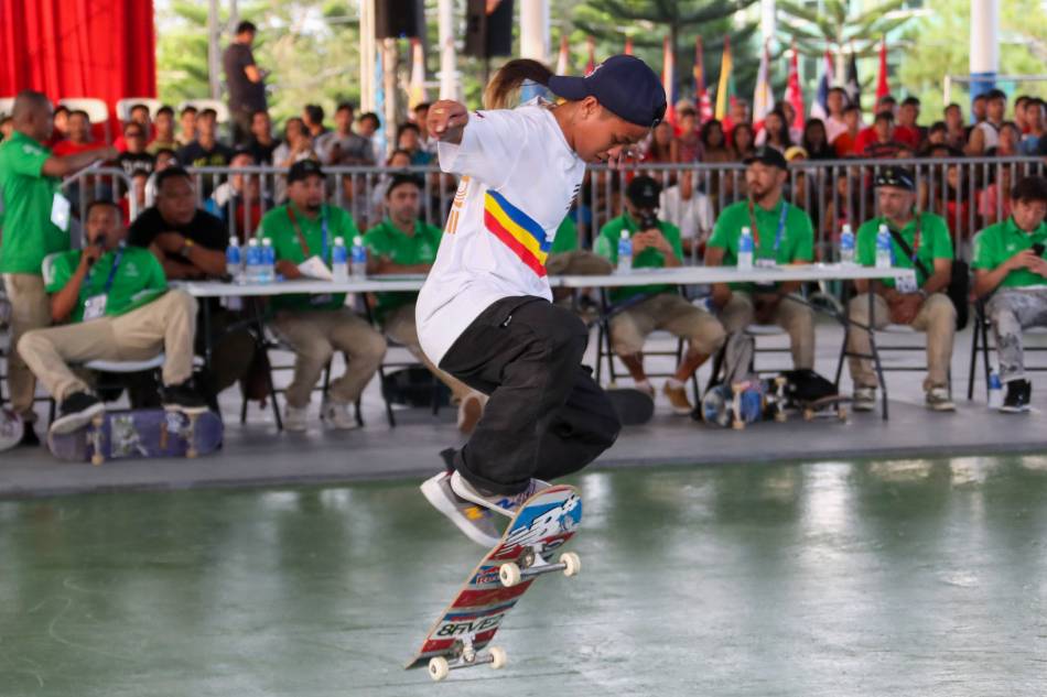 Margielyn Didal of the Philippines competes in SEA Games Women’s Game of Skate held in Tagaytay Convention Center on December 5, 2019. George Calvelo, ABS-CBN News/File.