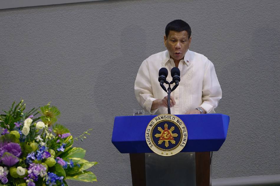 President Rodrigo Duterte delivers his speech during the oath-taking ceremony of the newly elected local government officials of Davao City and members of the House of Representatives at the Sangguniang Panglungsod Building in Davao City on June 27, 2022. Joey Dalumpines,Presidential Photo, file