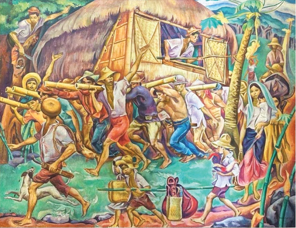 “Harvesters” by Anita Magsaysay-Ho. Dated 1957. Oil on canvas. 24”x30”(61 cm x 76 cm) 