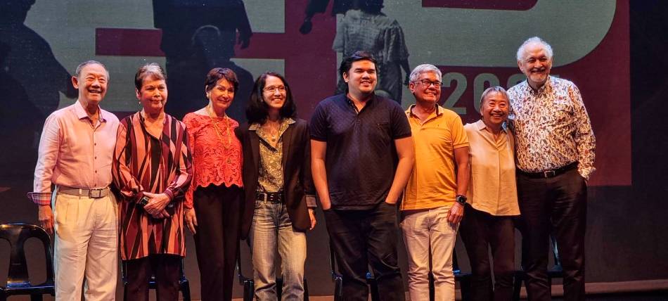 (From left) Composer-singer Jose Mari Chan, Repertory Theater for Young Audiences creative director Joy Virata, REP president and CEO Mindy Perez-Rubio, actress-director Menchu Lauchengco-Yulo, composer-arranger Ejay Yatco, playwright Rody Vera, writer Luna Griño-Inocian and director Leo Rialp. Handout