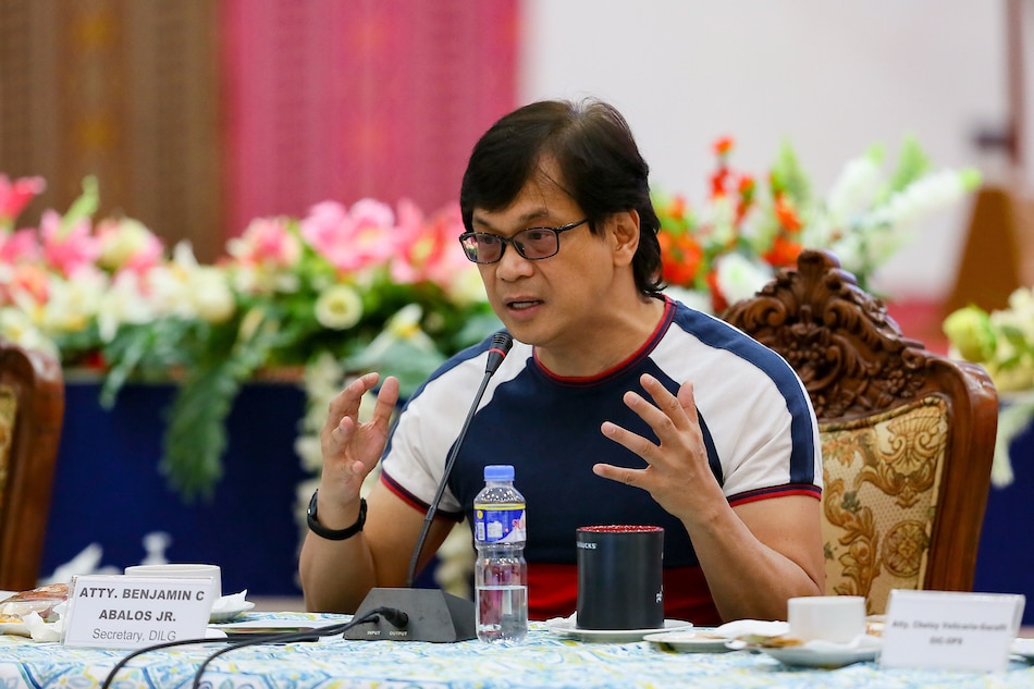 Department of the Interior and Local Government Secretary Benhur Abalos in a press briefing at Camp Crame in Quezon City on Oct. 22, 2022. George Calvelo, ABS-CBN News/File