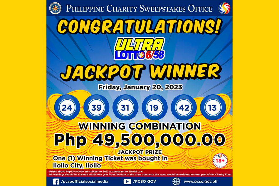 P49 5 Milyong Jackpot Prize Sa Ultra Lotto 6 58 Napanalunan ABS CBN News