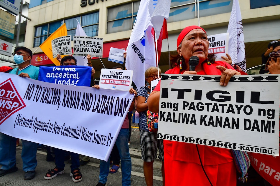 Indigenous peoples rights advocates picket in front of the National Commission for Indigenous Peoples office in Quezon City on World Day of Social Justice, February 20, 2023, criticizing the agency for its supposed involvement in pushing for the construction of the New Centennial Water Source - Kaliwa Dam Project. The group raised concern about the alleged manipulation of NCIP in acquiring free prior informed consent from affected IP communities, particularly Dumagats and Remontados in Quezon and Rizal, for the Kaliwa Dam Project. The protesters fear the dam's environmental impact on the IPs' ancestral lands and livelihood. Mark Demayo, ABS-CBN News