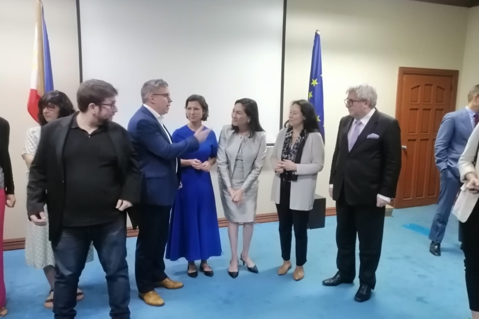 Members of the European Parliament meet with Sen. Risa Hontiveros after meeting with other Philippine senators led by Sen. Francis Tolentino on Feb. 22, 2023. Sengkly Eslabra via Sherrie Ann Torres, ABS-CBN News