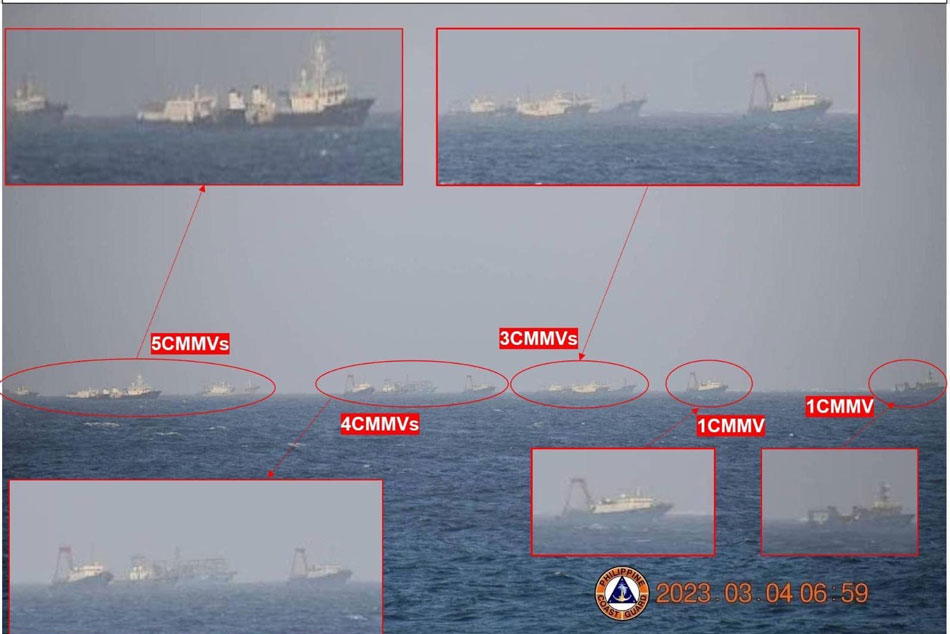 The PCG personnel stationed on Pag-asa Island spotted PLA Navy, China Coast Guard, and 42 suspected Chinese maritime militia ships anchored near Pag-asa Island. Philippine Coast Guard handout photo