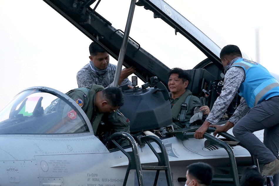 President Ferdinand Marcos Jr. took flight aboard one of the PH <span class='keyword'>ai</span>r Force's fighter jets. Philippine <span class='keyword'>ai</span>r Force handout photo